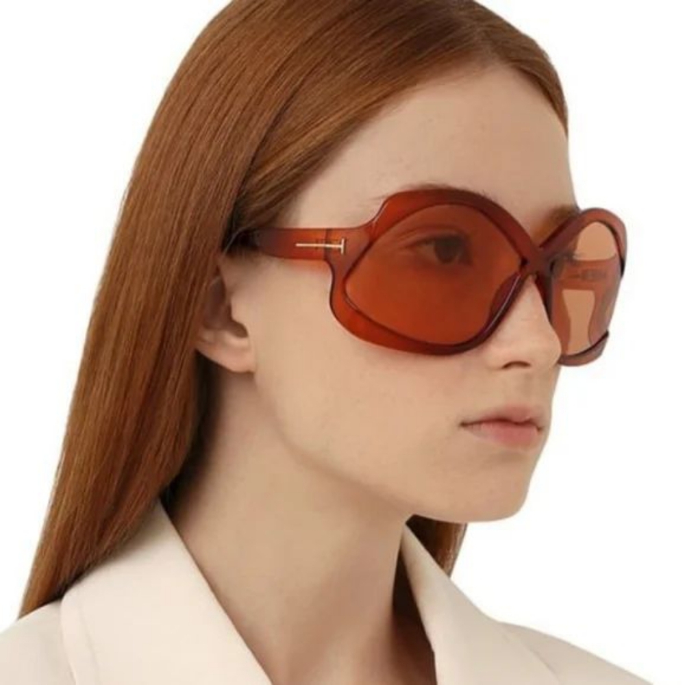 💯 Original  Tom Ford Brown Oversized Ladies Sunglasses FT0903 48E 68